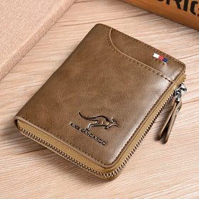 Anti Theft Card Wallet Men's PU Leather Wallet RFID Business Card Holder Purse Zipper Wallet