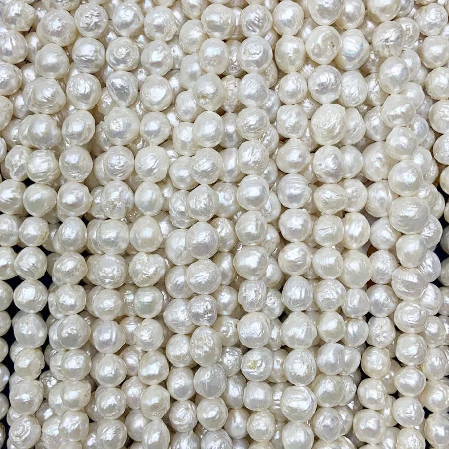 Wholesale Price 16 Inch9.5-10.5 mm Nature White Kasumi Baroque Freshwater Pearl in Strandnature White Colorno Any Repaired
