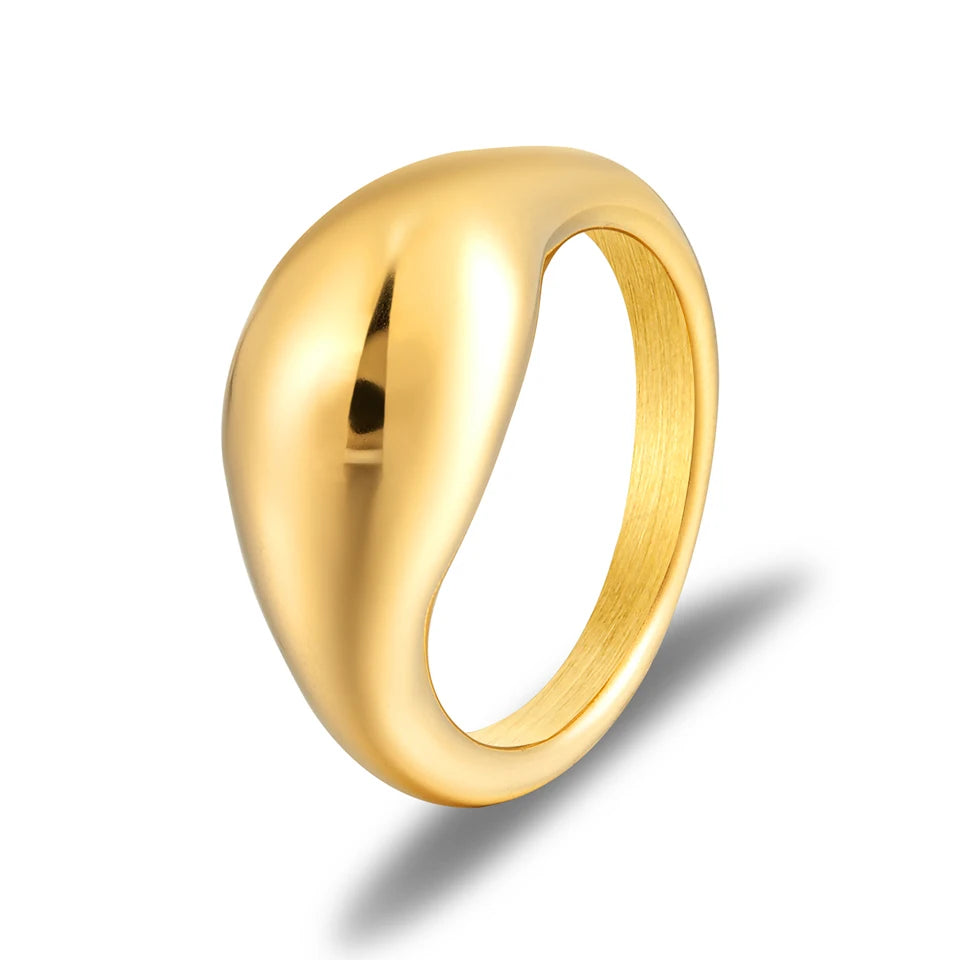 GuangDong 18k Gold Promise Rings 316L Stainless Steel Women Ring Smooth Round