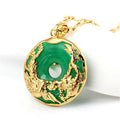 Collar De Jade Antique Emerald Jade Green Crystal Chinese Style Necklace Round 24k Jade Pendant Necklace
