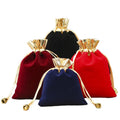 Wholesale Customizable Recyclable Red Flannel Fabric Jewelry Drawstring Bag with Gold Mouth Candle Gift Packaging-Stamped Design