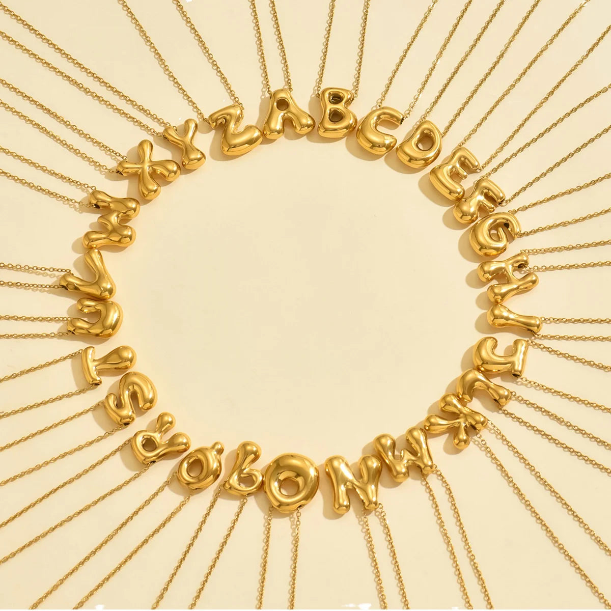 Jewelry Trends 2025 Initial Letter Bubble Pendant Necklace 18K Gold Personalized Name Bubble Alphabet Initial Necklace for Women