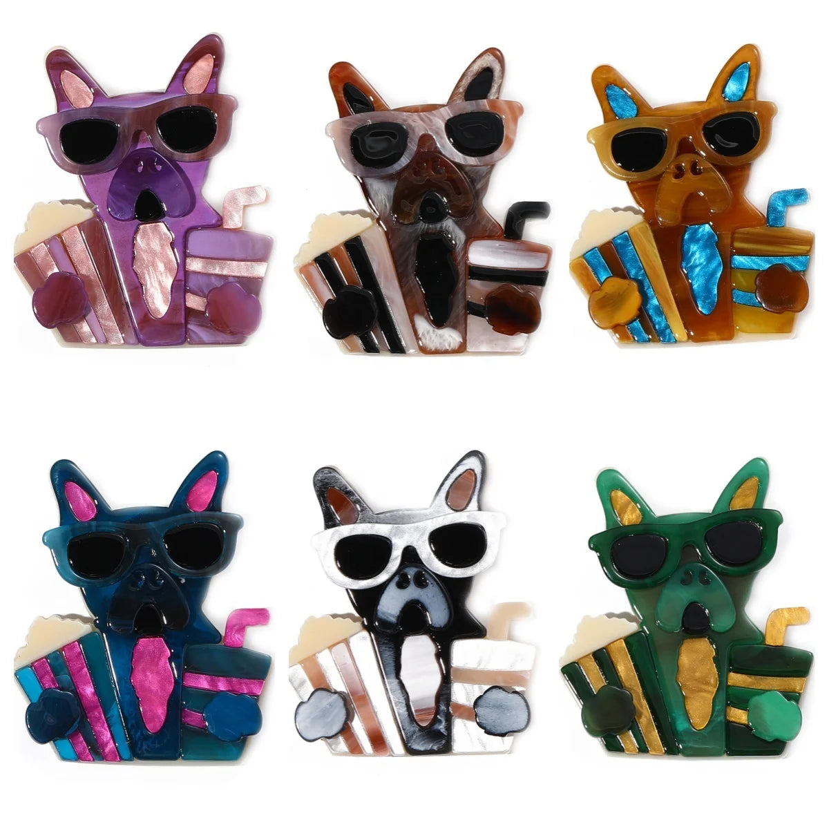 Cartoon Glasses Dog Acrylic Brooch Fashion Animal Cool Cute Puppy Badge Pins Popular Clothing Accessories