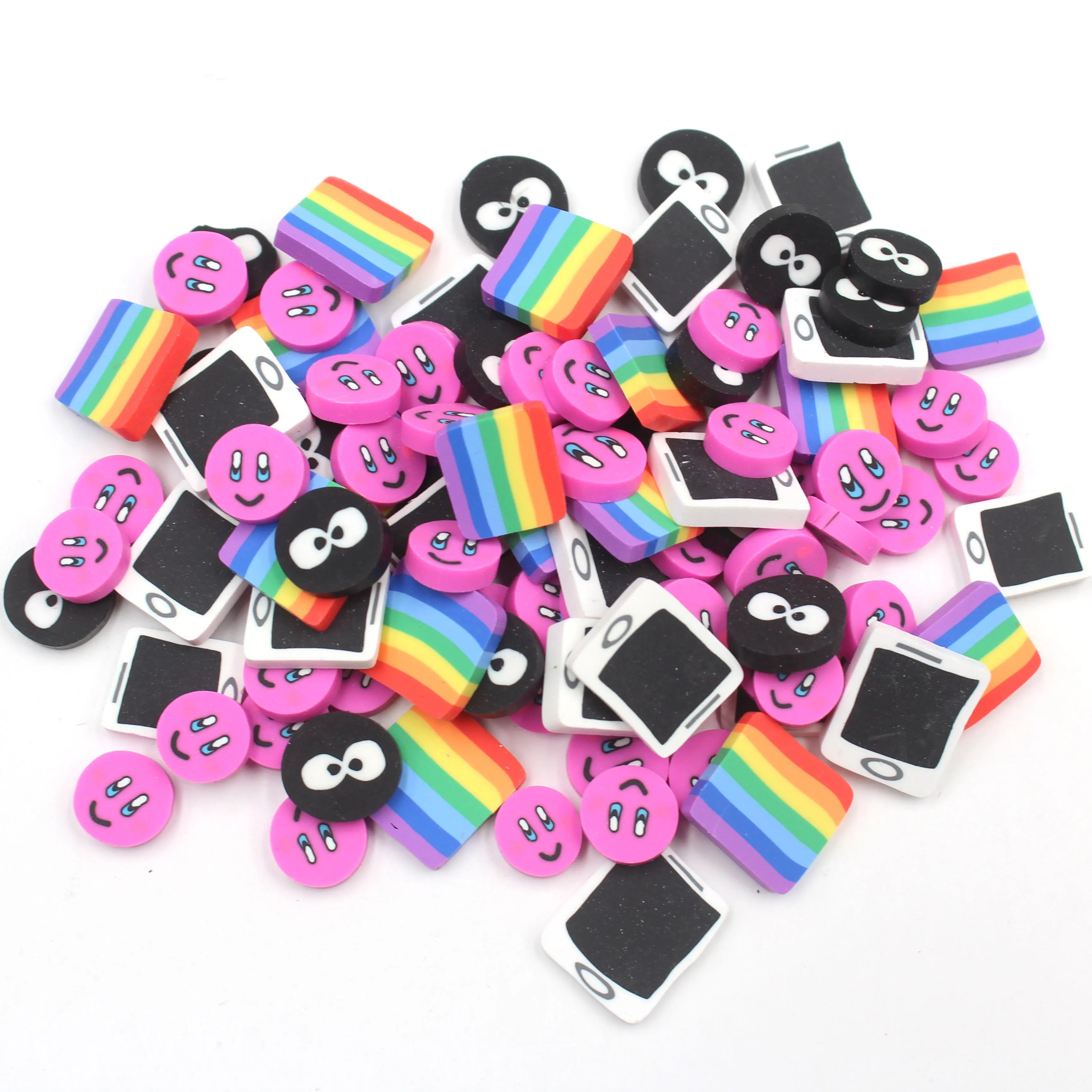 1KG/Bag DIY Crafts Accessories Mobile Eyes Smile Face Rainbow Non-toxic Clay Slices Mixture Prinkles Figurine Slime Artistic