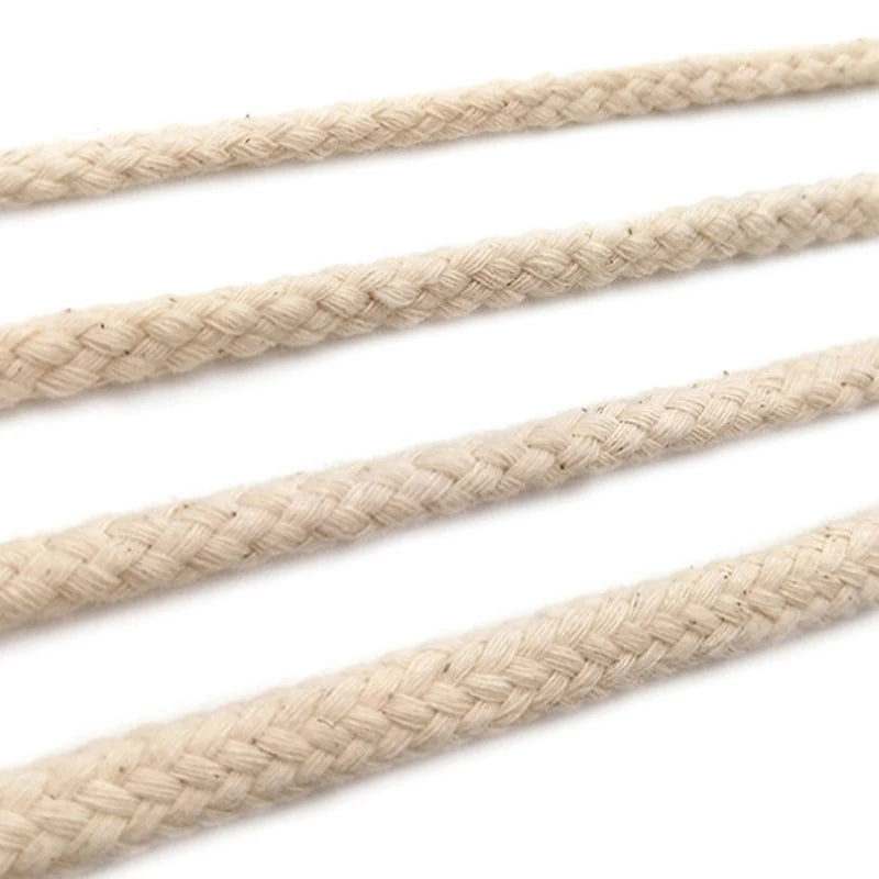 100% Natural Macrame Cotton Rope 2mm 3mm 4mm DIY Handmade Wall Decorative Cord for Shoes Bags Garments Coated Finishing