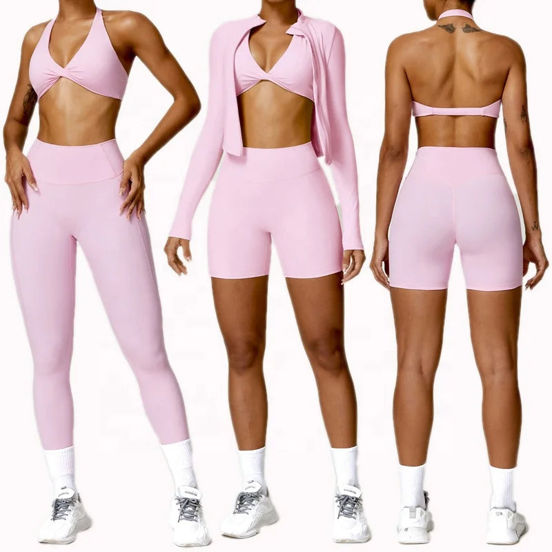 New Yoga Gym Fitness Sets Scrunch Butt Leggings Yoga Sets Fitness Running Gym Set for Women