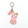 KHS184KH1098 Hot Selling Factory Leopard Flower Bunny for Name Acrylic Easter Keychain