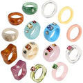 2021New Colorful Transparent Acrylic Irregular Marble Zircon Resin Rings for Women Girls Jewelry