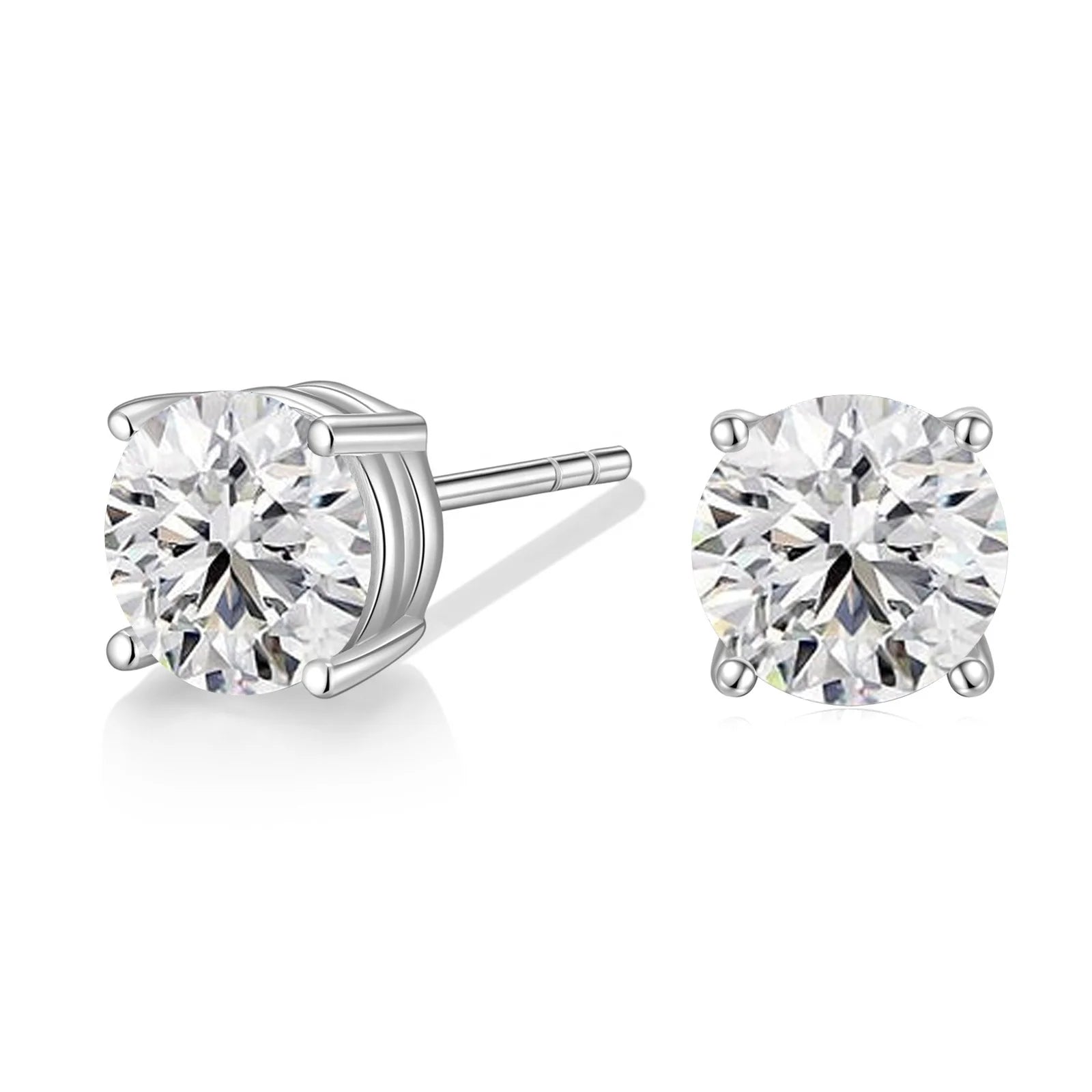 OAHLAN Classic Design 925 Sterling Silver Earrings Round Cubic Zirconia Stud Earrings Hypoallergenic CZ Earring for Women