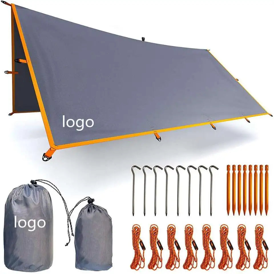 Outdoor Camping Tent Rain Fly Tarp PVC-Coated Polyester Woven 3000 Waterproof Lightweight Survival Gear Shelter for Camping