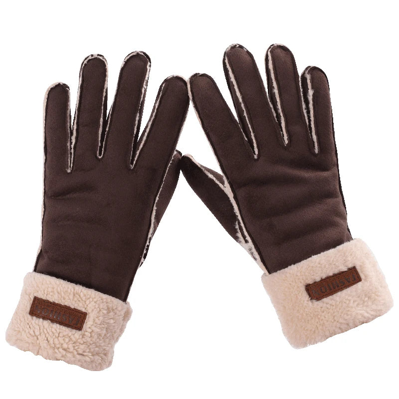 Cheap Outdoor Faux Suede Thicken Warm Winter Bike Riding Women Fashion Gloves