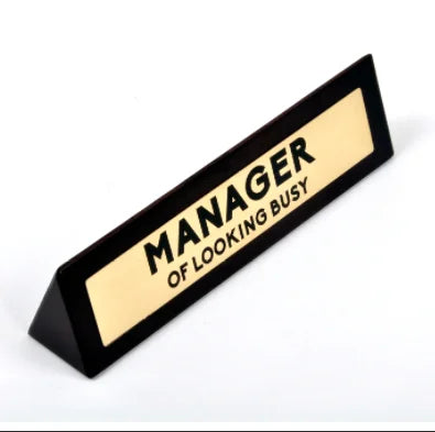 Double Insert Metal Desk Sign Business Engraved Name Plate on Table for Office Display
