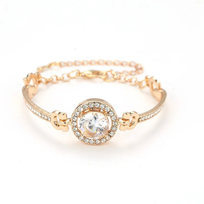 Adjustable Charm Bracelet Women Alloy Crystal Gold Bracelets & Bangles