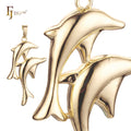FJ Fallon Fashion Jewelry Double Dolphpendant Plated in 14K Gold Brass Based