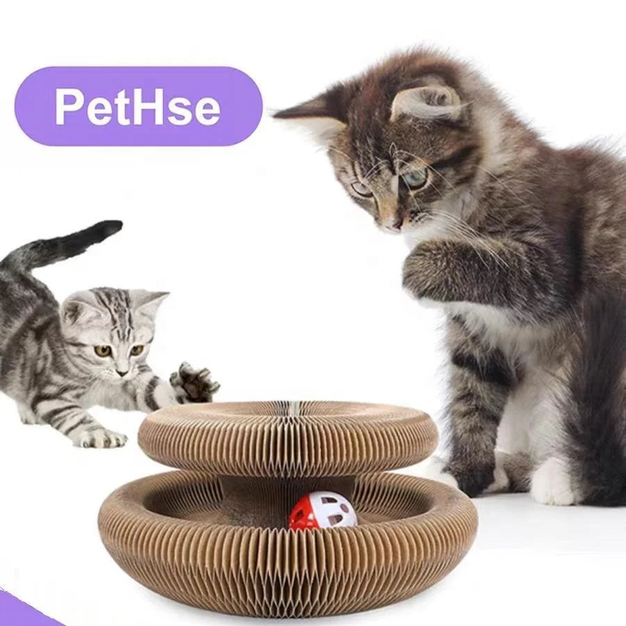 Cartoon-Style Organ Cat Scratching Board with Bell Eco-Friendly Magnetic Variable Corrugated Paper Self-Hi Cat Claw Grinding Toy