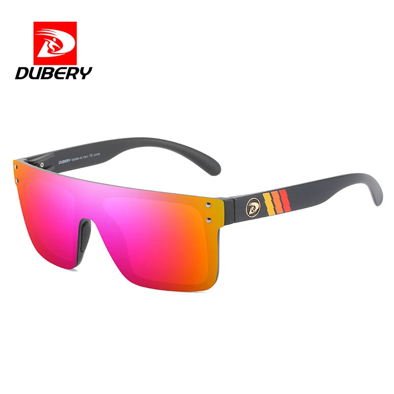 DUBERY 2026 Polarized Fashion Sunglasses for Men Women Trending Pink Color Lens Big Frame in Blue Transparent Red Sunglasses