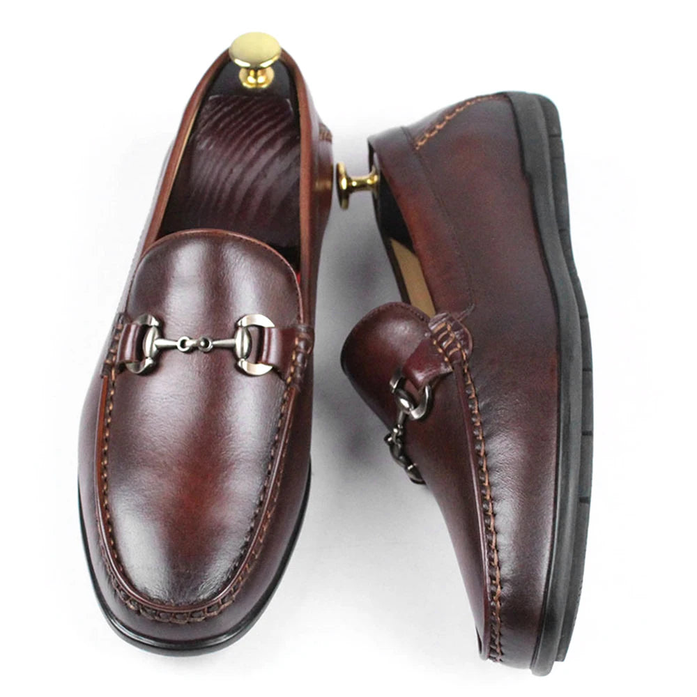 Elegant Top Grade Cowhide Men's Loafer Shoes Handmade Moccasin Durable Genuine Cow Leather Casual Shoe Shopping Hiking Daily Use