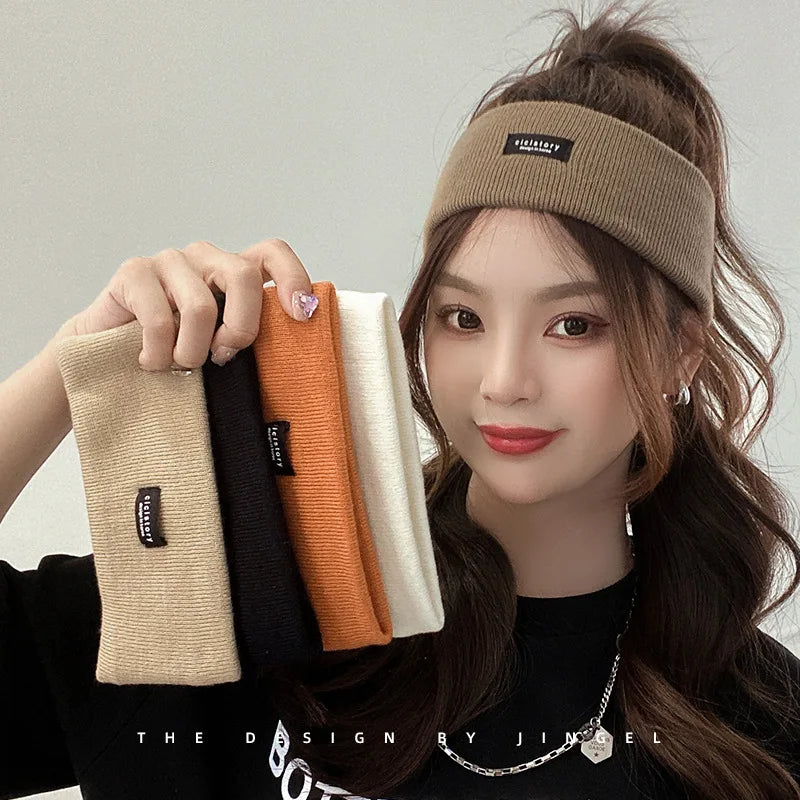 Women's Fashion Sports Knitted Headband Non-Slip Elastic Hairband Hair Accessories for Autumn and Winter Sports