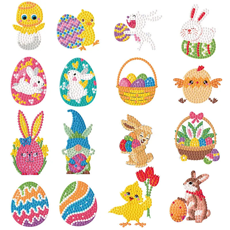 DIY Diamond Wall Stickers Kits Animal Design Diamond Painting Stickers Children Gifts for Easter Home Decoration Handmade Craft