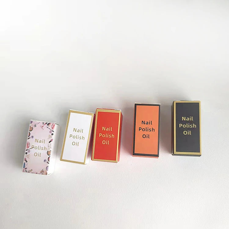 Wholesale Fancy Recyclable Cosmetic Nail Polish Oil Paperboard Gold Foil Embossing Matt Lamination Gift Packaging Box