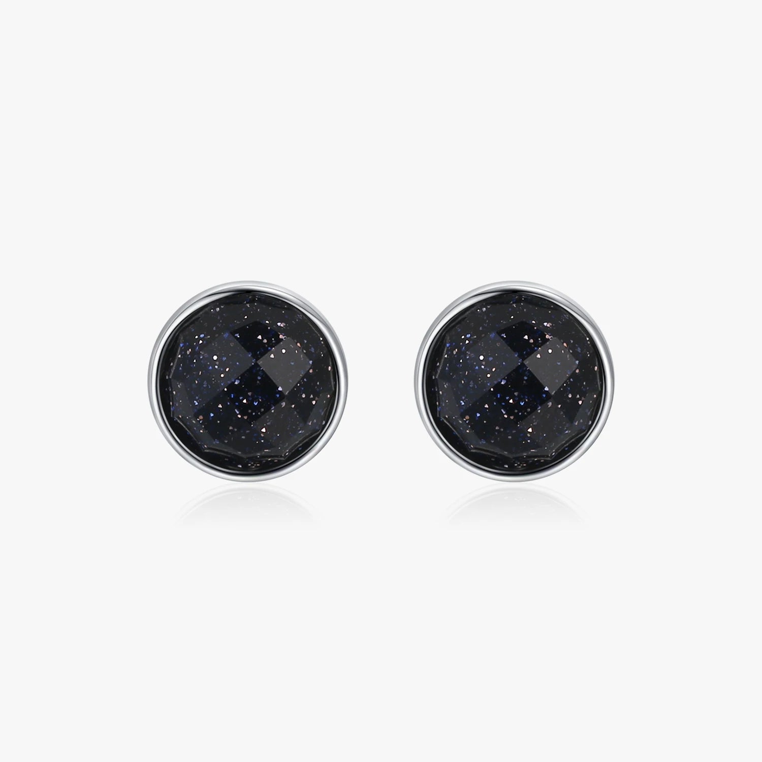 Pure 925 Sterling Silver Vintage Natural Aventurine Round Circle Stud Earrings