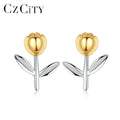 CZCITY Designer Flower Plant Studs Earrings Popular Brands for Women Silver 925 Earring Wholesale