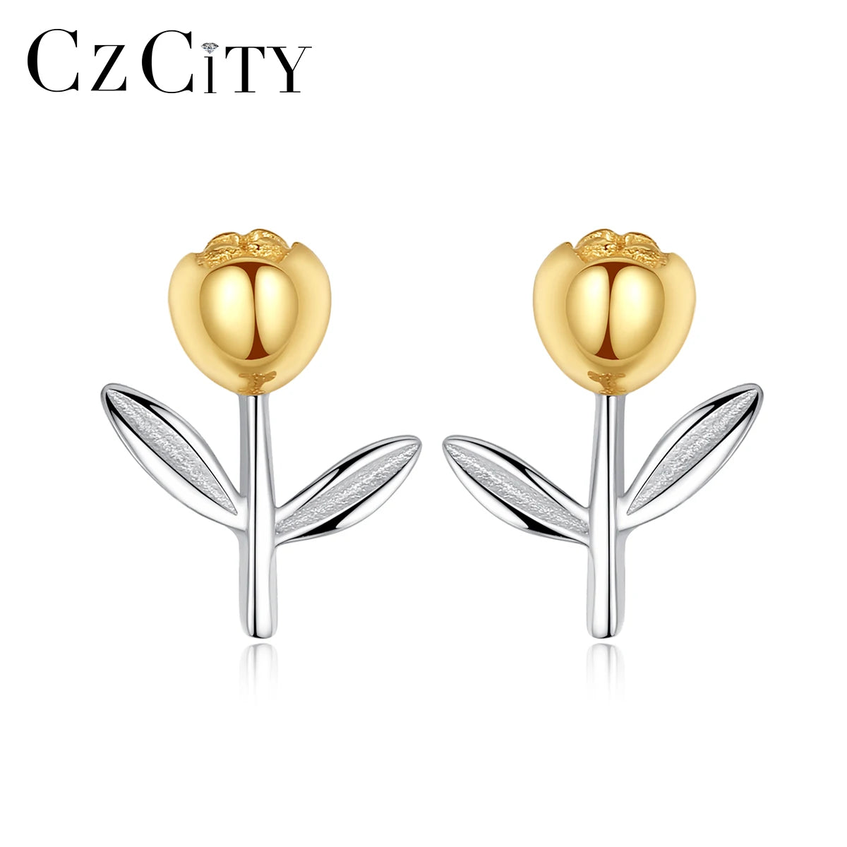 CZCITY Designer Flower Plant Studs Earrings Popular Brands for Women Silver 925 Earring Wholesale