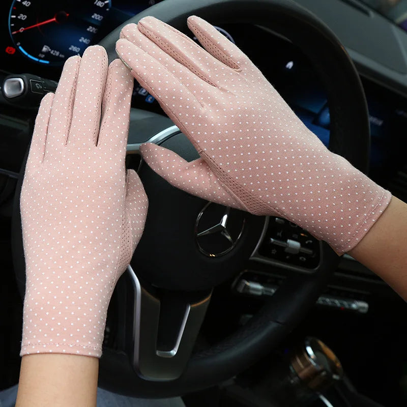 Summer Women Sunscreen Lace Gloves Outdoor Touch Screen Cycling Driving Knitted Gloves UV Protection Gloves