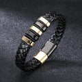 New Ethnic Style Stainless Steel Leather Bracelet European and American Fashion Trend Men's Magnetic Buckle Bracelet