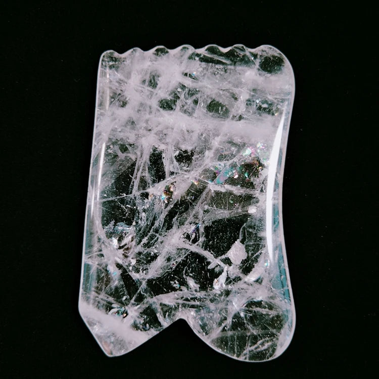 HZ Royal Clear Quartz Gua Sha Jade Clear Quartz Stone Face Board Tool Pink Heart Shaped Skin Massager