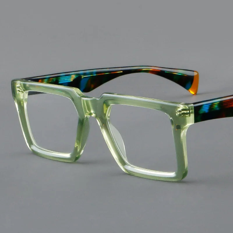 2024 Men Designer Acetate Optical Eyewear Light Blue Plate Big Square Optical Frame Acetate Glasses Custom Logo