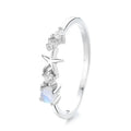 Yaeno Real Silver 925 Sea Jewelry Moonstone Rings Thin Band Daily Rings for Women