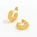 JOOLIM Jewelry Trendy Earring 18K Gold Plated Snail Hollow C Hoop Earrings Stainless Steel Earrings Wholesale
