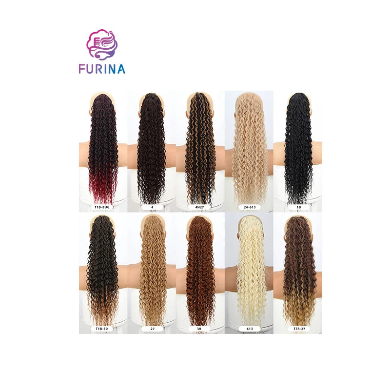 26inch 175G Beautiful Kinky Curly Synthetic Drawstring Ponytail Synthetic Hair Extensions for Women