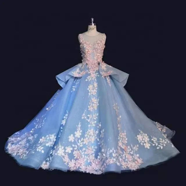 Jancember 9510 Princess Glitter Appliqued Flower Ball Gown Evening Party Dresses