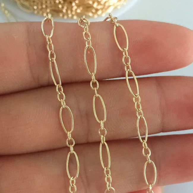 GC037 14K Gold Filled Oval Shape Chain Bulk Anti Tarnish Chains for Necklace Jewelry Making