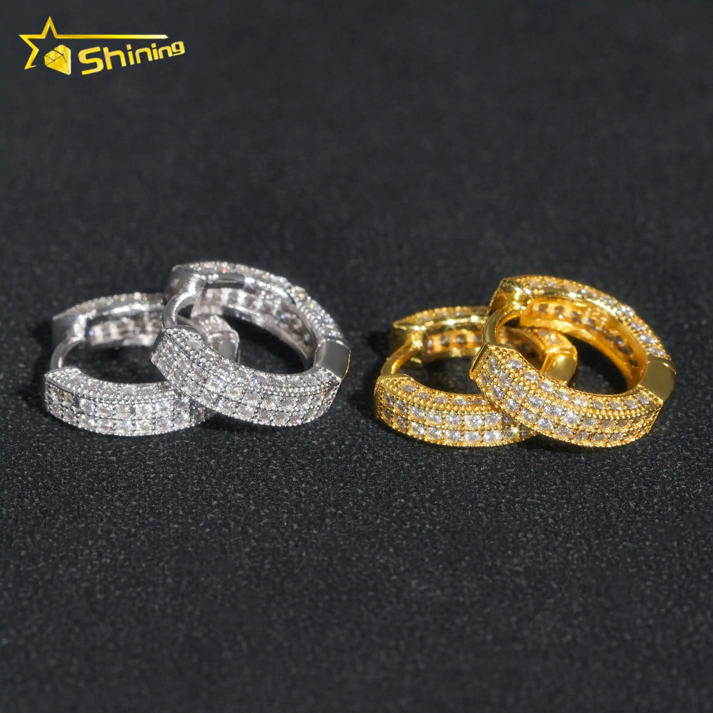 Factory Outlet Cheapest Price Gold Plated 925 Sterling Silver Iced Out VVS Diamond Moissanite  Hoop Earrings Ready to Ship