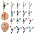 316L Stainless Steel CZ Labret Lip Stud Earrings Crystal Cluster Stud Opal 16G Ear Cartilage Tragus Helix Daith Piercing Jewelry