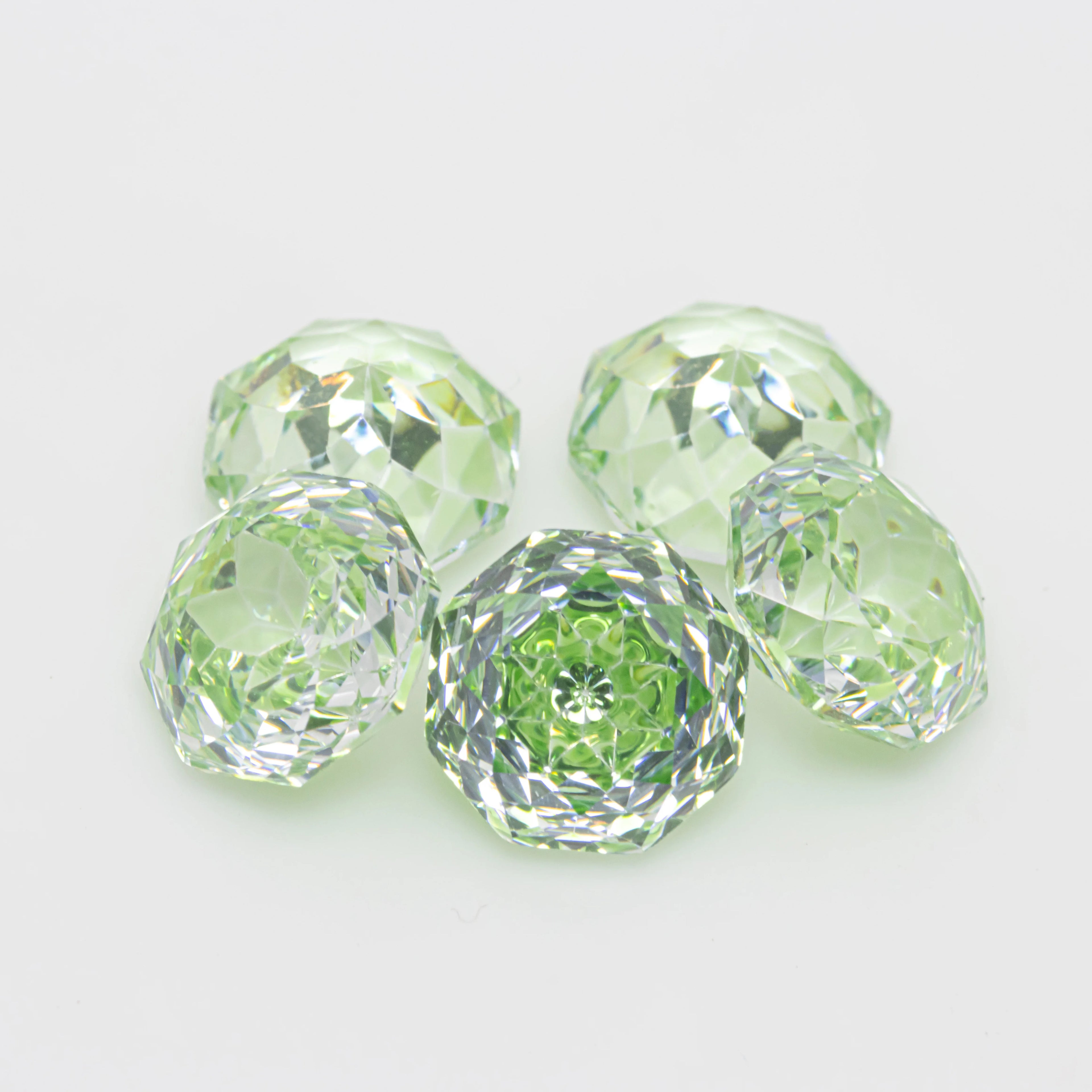 Wholesale Hot Sale Apple Green Rose Cut Cubic Zircon Octagonal 8mm Bare Stone for DIY Jewelry