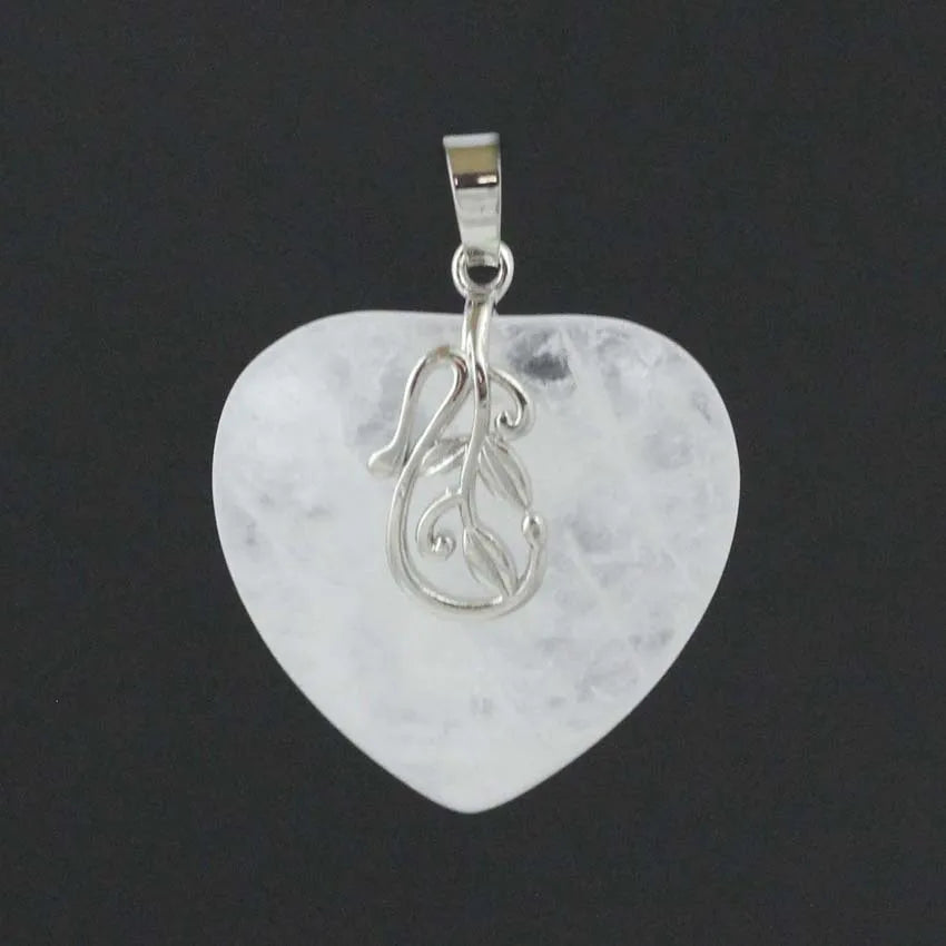 HZ Wholesale Natural Clear Quartz Chakra Healing Crystal Stone Heart Shape Pendant Women Fashion Necklace Heart Jewelry