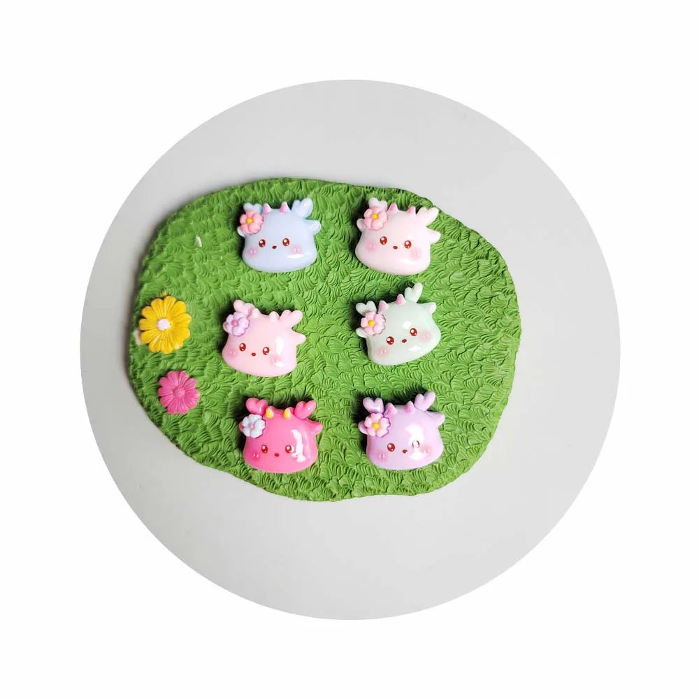 Cute Cartoon Animal New Year Dragon Baby Series Resin Charms Flat Back Scrapbook Diy Jewelry Children Gift Hairpin Decor