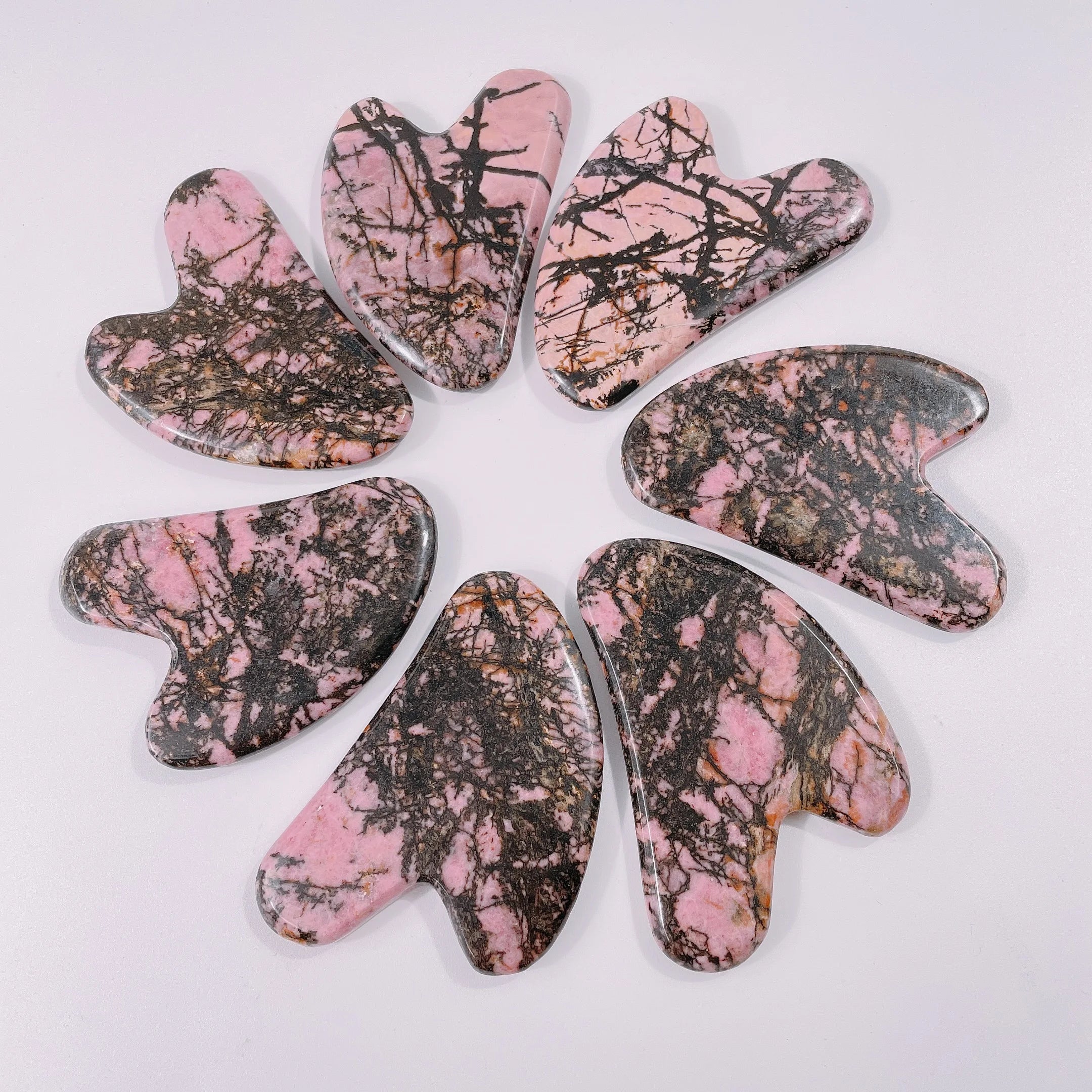 Huiying Highly Polished Rhodorite Jasper Heart Shape Gua Sha Physical Therapy Tool
