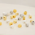 20Pcs/Bag 14K Gold Plated Beads for Jewelry Making Round Pattern Spacer Bead Chrysanthemum Lucky Beads