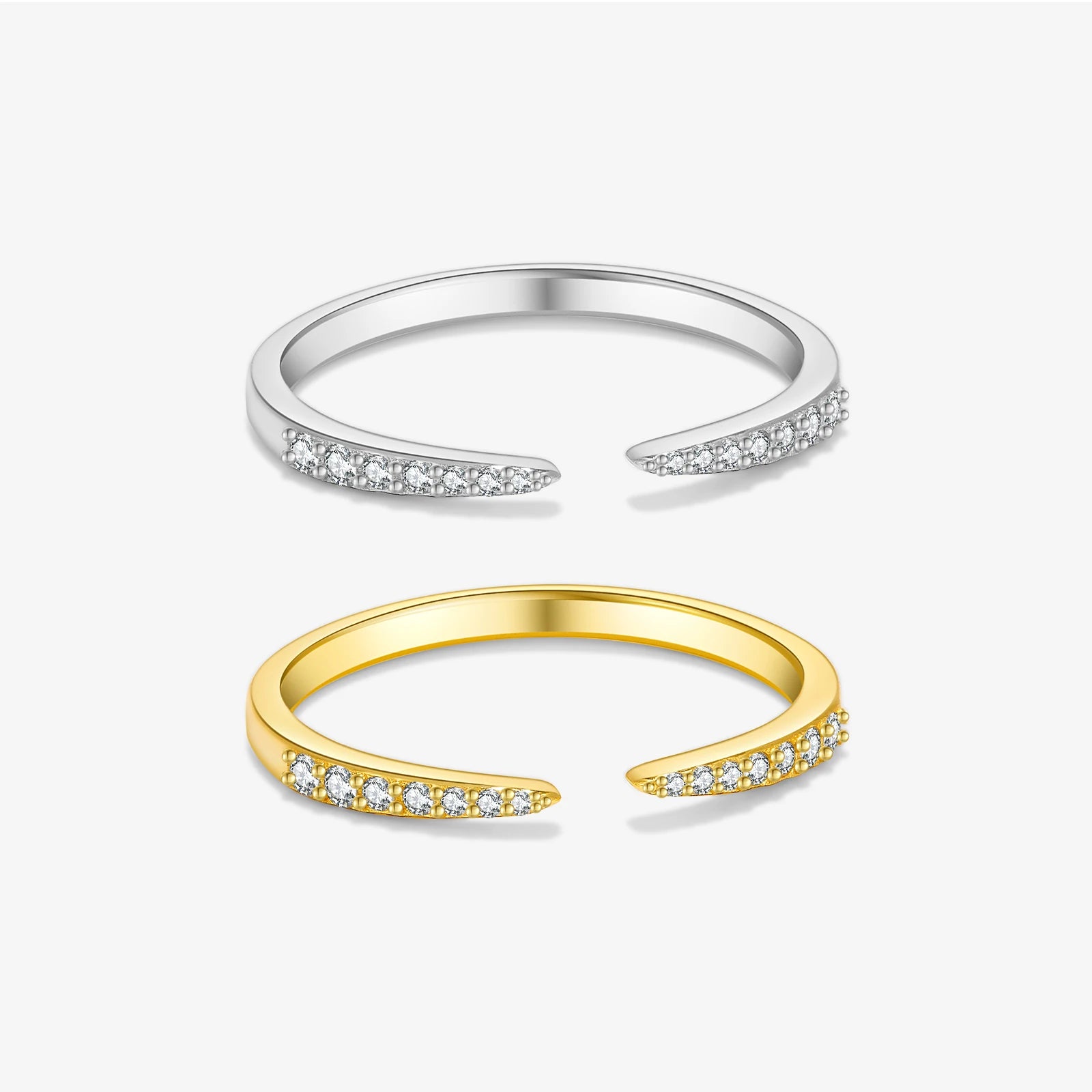 FUAMAY 1.8mm Dainty Eternity Band Classic Platinum Open Ring with Adjustable 925 Sterling Silver for Women's Wedding and Party