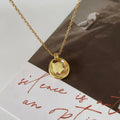 Fine Jewelry 925 Sterling Silver Minimalist Necklaces Geometric Uneven Round Medal Coin Shape Gold Plated Necklaces
