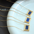 Lapis Lazuli Stone Vintage Collar Necklace Jewelry 18k Gold Stainless Steel Square Pendant Necklace Collar De Acero Inoxidable