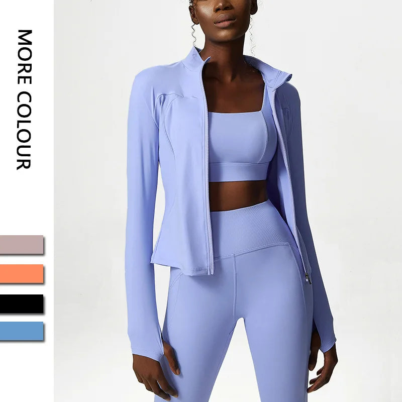Women Sports Yoga Zipper Quick Dry Running Jackets Gym Wear Ladies Tracksuits Pants Yoga Jackets Lady Yoga Running Jacket
