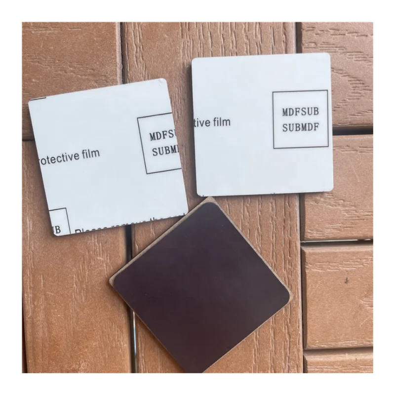 MDFSUB Modern 3'' Square Wooden Sublimation Magnet Blanks Magnetic Sticker Fridge Magnets with Protective Film
