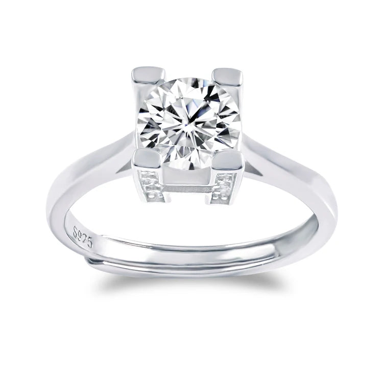 Wholesale Fashion 1carat 6.5mm Round Cut D VVS1 Moissanite 925 Silver Engagement Ring