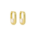 Wuqie 18K Gold Plated Silver Fine Jewelry Oval Hoop Pearl Earrings for Women
